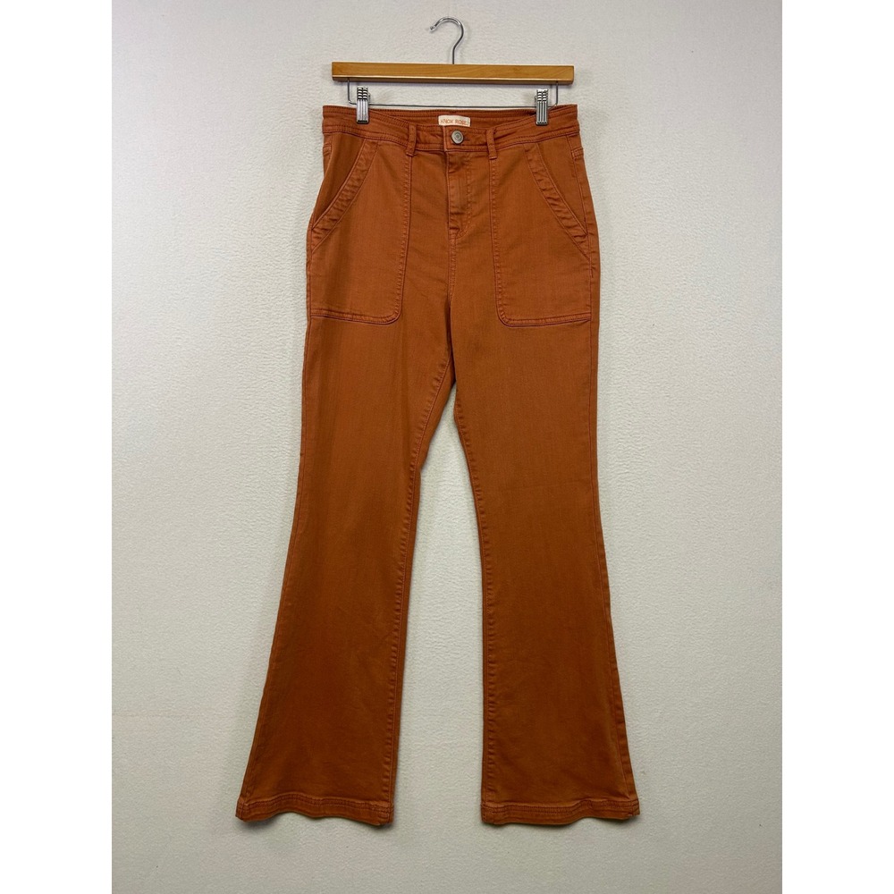 Boho Retro Knox Rose Womens 8 Orange High Rise Patch Pocket Flare Pants
